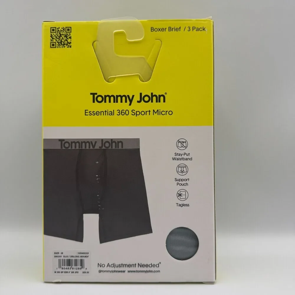 Tommy John Men's 3 Pack Essential 360 Sport Micro Boxer Briefs Medium M NIB